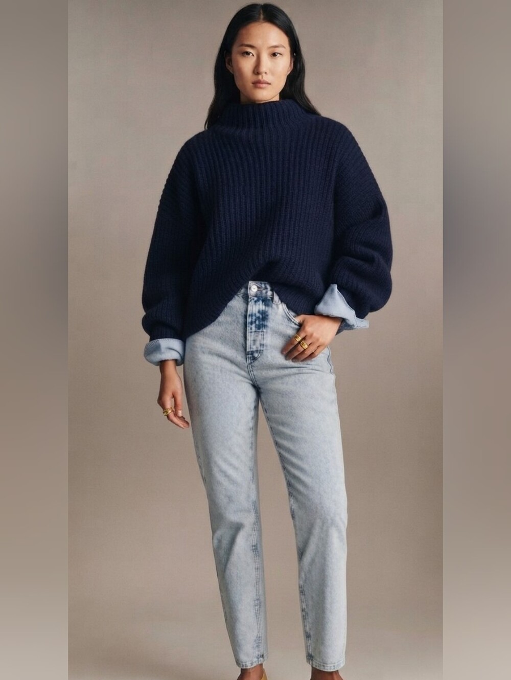 NWT Sezane Organic Cotton Brut Sexy Tall Jeans Size 34 Tall Blue  Light Wash